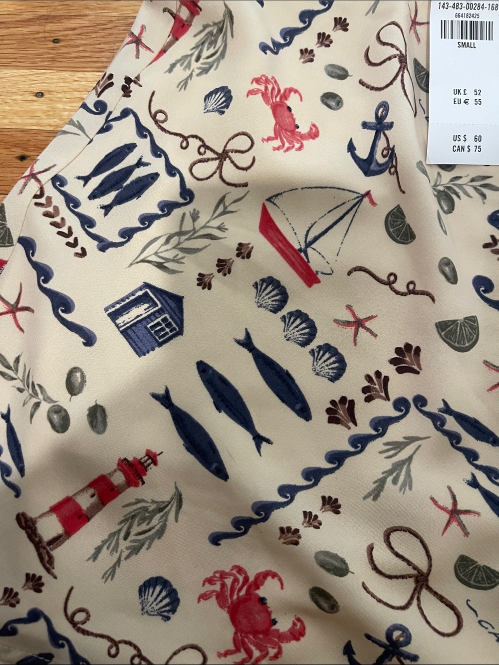 Abercrombie & Fitch Cream Nautical Print Skater Skirt with Navy & Red Accents - Picture 4 of 7